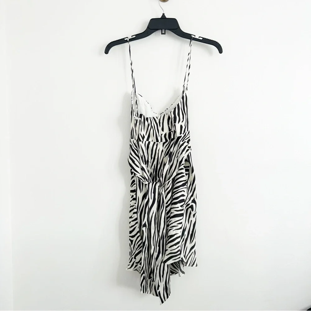 NEW Selfie Leslie Linka Zebra Print Satin Cami Strap Mini Dress Size US Small - Picture 5 of 8